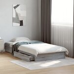 vidaXL Cadre de lit avec tiroirs sans matelas sonoma gris 100x200 cm