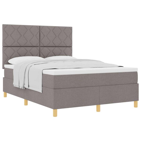 vidaXL Lit à ressorts avec tête de lit Taupe 160 x 200 cm tissu