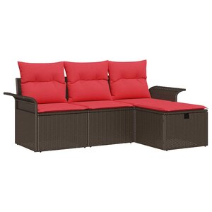 vidaXL Ensemble de canapé de jardin 4 Pièces Marron Poly rotin
