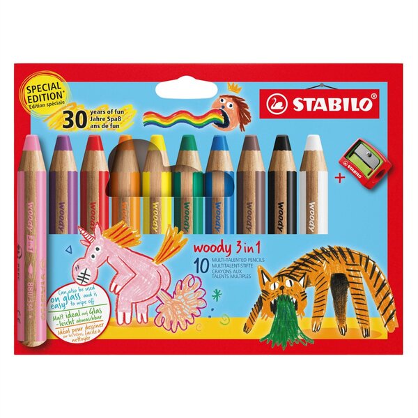 Etui de 10 Crayons Multi-talents Woody 3 en 1 Assortis STABILO