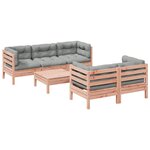 vidaXL Salon de jardin 6 Pièces et coussins bois massif sapin de douglas