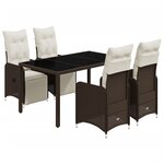 vidaXL Ensemble de bistro de jardin 5 Pièces coussins marron poly rotin