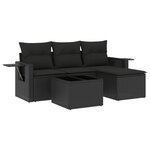 vidaXL Salon de jardin 4 Pièces avec coussins noir résine tressée