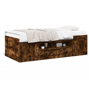 vidaXL Lit de jour avec tiroirs sans matelas chêne fumé 90x200 cm