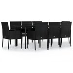 vidaXL Ensemble à manger jardin 9Pièces et coussins noir résine tressée