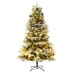 vidaXL Sapin de Noël pré-éclairé et pommes de pin vert 195cm PVC et PE