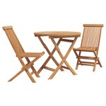 vidaXL Set de bistro de jardin pliant en 3 pièces en bois d'acacia massif