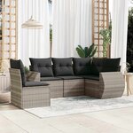vidaXL Salon de jardin 5 Pièces avec coussins gris clair résine tressée