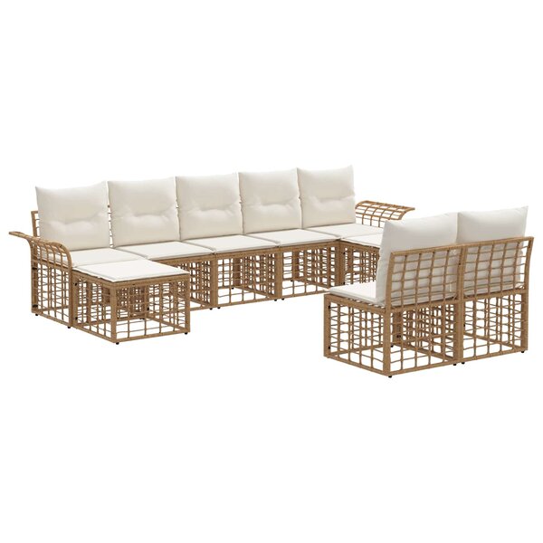 vidaXL Ensemble de canapés d'extérieur 9 Pièces Blanc Naturel et Crème