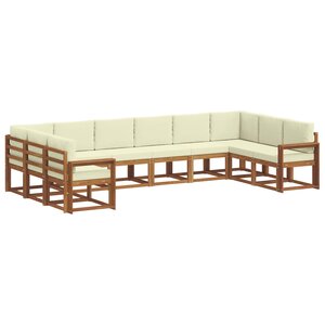 vidaXL Ensemble de canapés d'extérieur 10 pc Naturel et Crème
