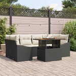 vidaXL Ensemble de canapé de jardin 7 Pièces Noir Poly rotin