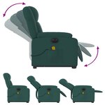 vidaXL Fauteuil inclinable de massage électrique Vert foncé Tissu