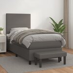 vidaXL Sommier à lattes de lit avec matelas Gris 100x200 cm Similicuir