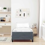 vidaXL Lit boxspring avec matelas Gris foncé 90 x 190 cm Velours