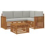 vidaXL Ensemble de canapés d'extérieur 5 Pièces Gris Naturel et Clair