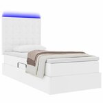 vidaXL Lit avec rangement et LED Blanc pur 90 x 200 cm Simili cuir