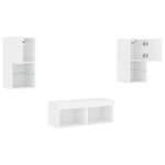 vidaXL Meuble TV muraux 4 Pièces avec lumières LED blanc