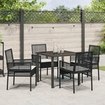 vidaXL Ensemble de salle à manger de jardin 5 pièces avec coussins en rattan poly noir