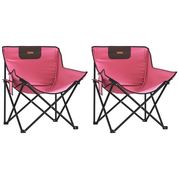 vidaXL Chaise de camping avec poche pliable lot de 2 rose