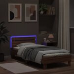 vidaXL Cadre de lit tête de lit et lumières LED chêne marron 90x200 cm