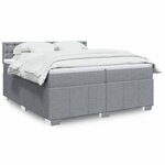 vidaXL Sommier à lattes de lit avec matelas Gris clair 200x200cm Tissu