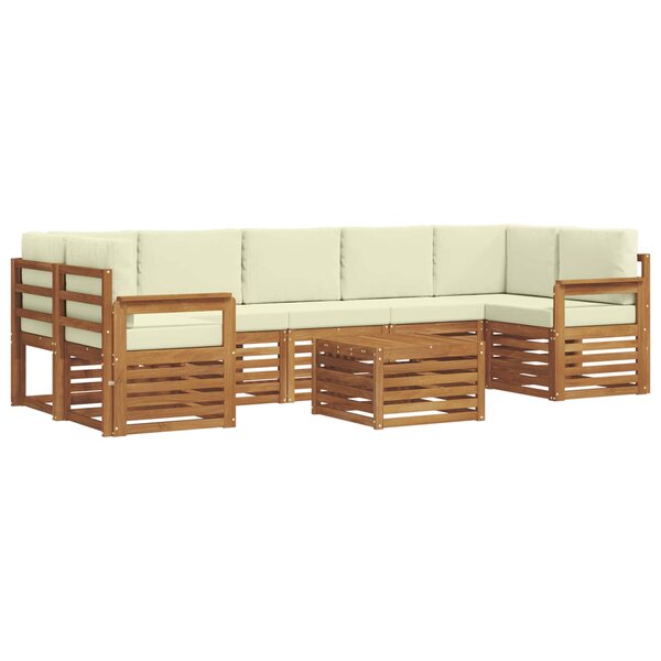 vidaXL Ensemble de canapés d'extérieur 8 pc Naturel et Crème