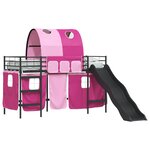 vidaXL Cadre de lit superposé pour enfants avec rideaux Noir et rose