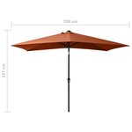 vidaXL Parasol de jardin avec LED et mât en acier terre cuite 2x3 m