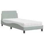 vidaXL Lit avec matelas gris clair 90x190 cm velours
