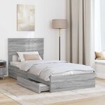 vidaXL Lit de Rangement Gris Sonoma 90 x 200 cm Bois d'ingénierie