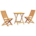 Ensemble de bistro pliable 3 pièces en bois d'acacia massif