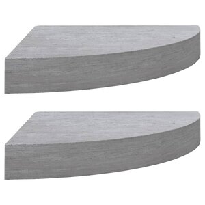 vidaXL Étagères d'angle murales 2 Pièces Gris béton 25x25x3 8 cm MDF