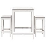 vidaXL Ensemble de bar de jardin 3 Pièces blanc bois de pin massif