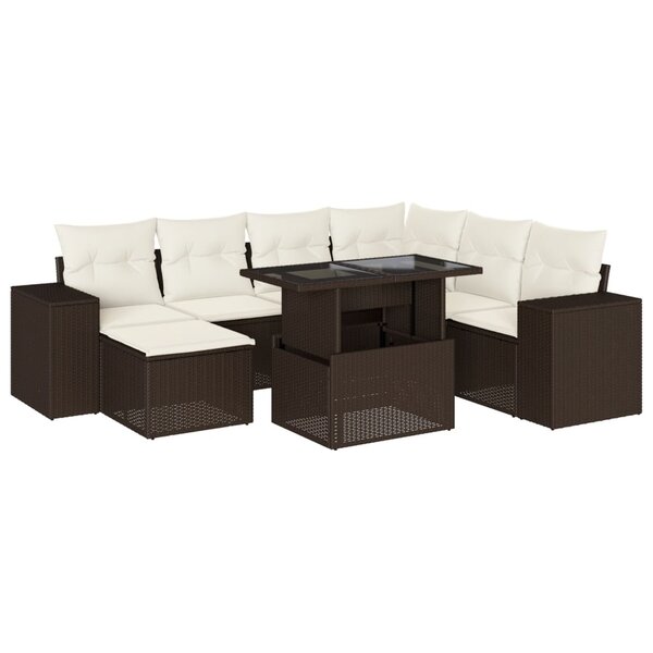 vidaXL Salon de jardin 8 Pièces avec coussins marron résine tressée