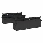 vidaXL Ensemble de canapé de jardin avec coussin 9 Pièces Noir Poly rotin