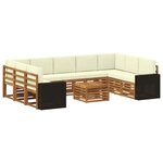 vidaXL Ensemble de canapés d'extérieur 10 pc Naturel et Crème