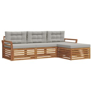 vidaXL Ensemble de canapés d'extérieur 4 pc Gris Naturel et Clair