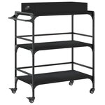 vidaXL Chariot de cuisine noir 81 5x41x92 5 cm bois d'ingénierie