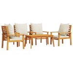 vidaXL Salon de jardin avec coussins 5 Pièces Bois d'acacia solide