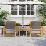 vidaXL Chaises de jardin avec table 3 Pièces Gris 45 x 45 x 40 cm