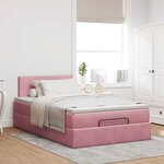 vidaXL Cadre de lit ottoman avec matelas rose 120x200 cm velours