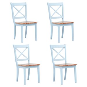 vidaXL Chaises à manger lot de 4 gris et bois clair bois hévéa massif