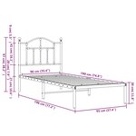 vidaXL Cadre de lit métal sans matelas avec tête de lit blanc 90x190cm