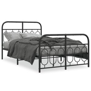 vidaXL Cadre de lit métal sans matelas avec pied de lit noir 120x200cm