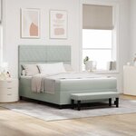 vidaXL Lit à ressorts avec Matelas & Banc Gris Clair 160x200 cm Velours