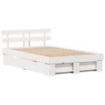 vidaXL Cadre de lit avec tiroirs - Blanc 120 x 190 cm - Bois de pin massif