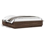 vidaXL Cadre de lit avec lumières LED chêne marron 200x200 cm