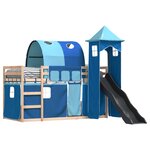 vidaXL Lit superposé sans matelas avec toboggan et rideaux 80x200 cm