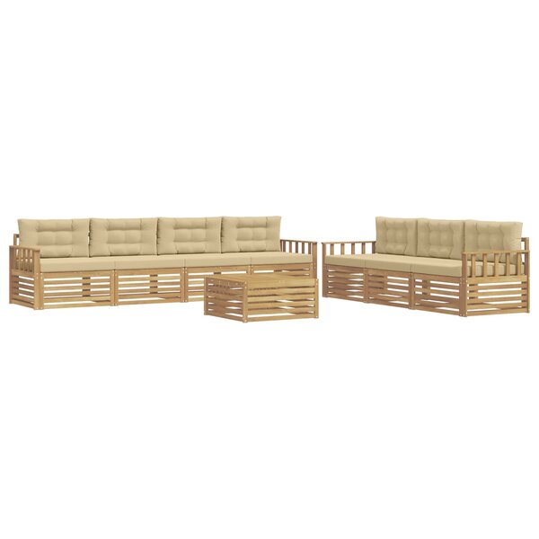 vidaXL Ensemble de canapés d'extérieur 8 pc Blanc et Beige Polyester