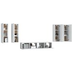 vidaXL Ensemble de meubles TV 6 Pièces Blanc Bois d'ingénierie